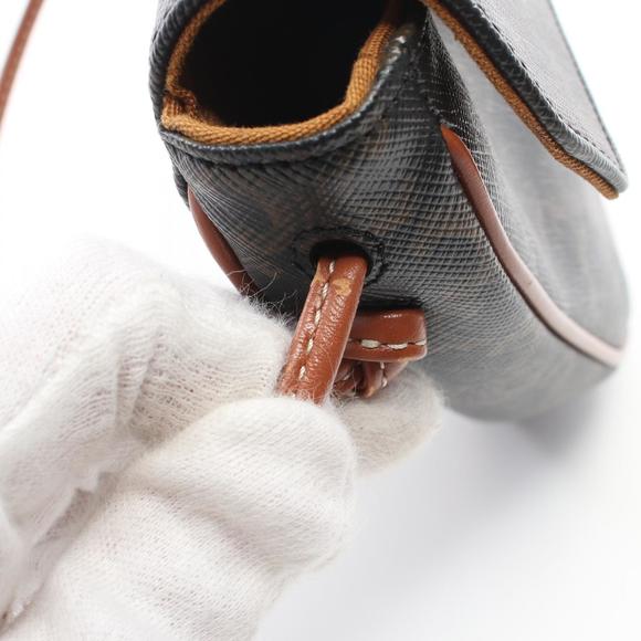 Celine Triomphe Triangle Canvas Shoulder Bag Black Brown - Picture 7 of 7